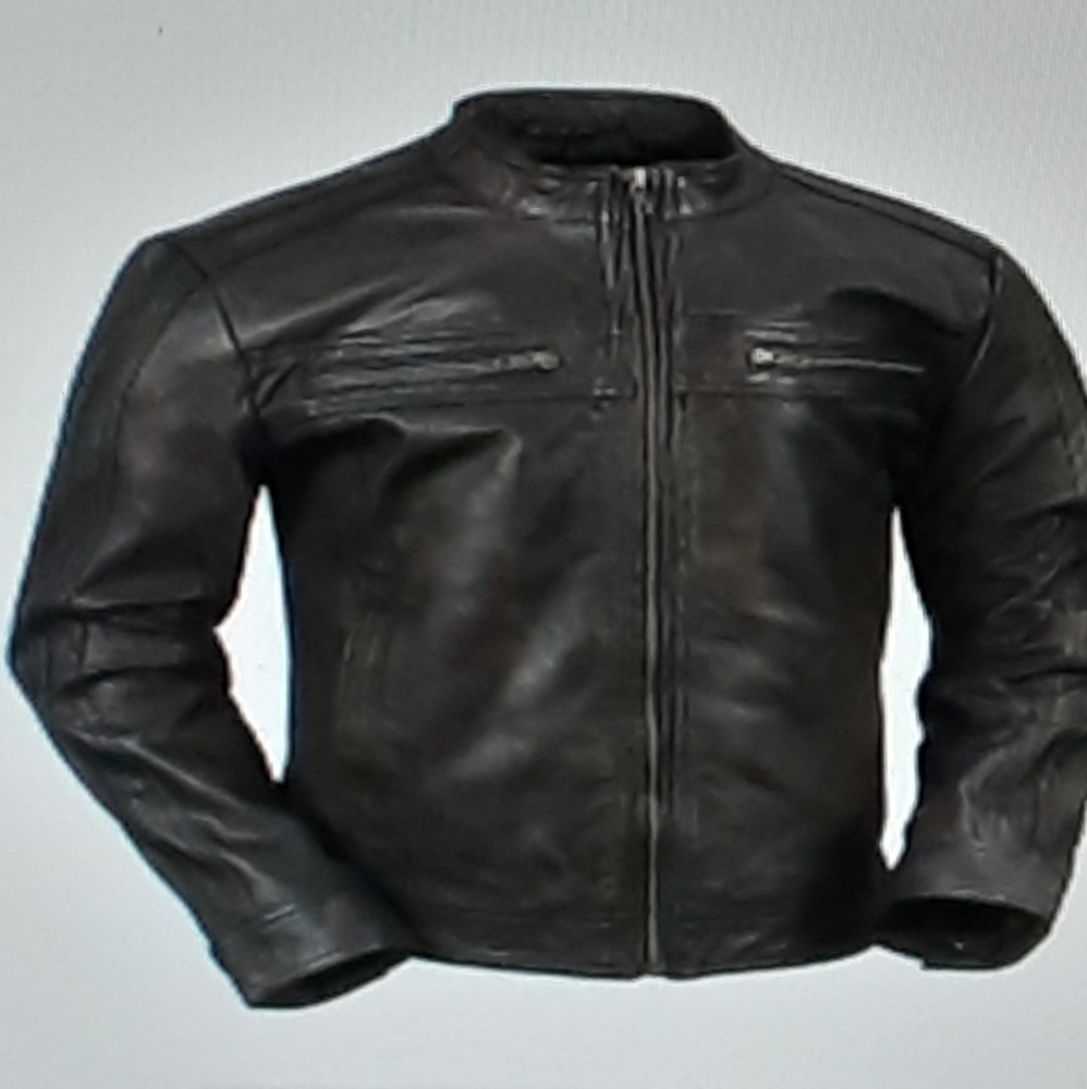 Whet Blu Grey Moto Leather Men's Jacket Size Large